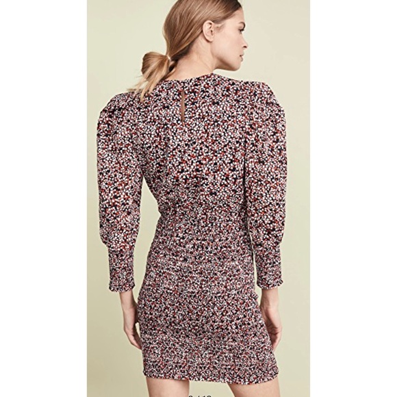 NWT Rebecca Minkoff Tabby Dress Printed Puff Sleeve Smocked Floral Summer Sz L - Picture 5 of 14